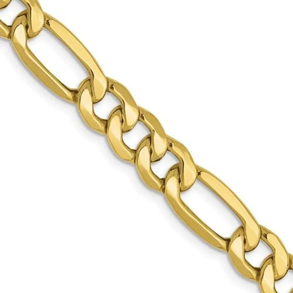 10K Gold 6mm wide Solid Figaro Chain, 24 inches long